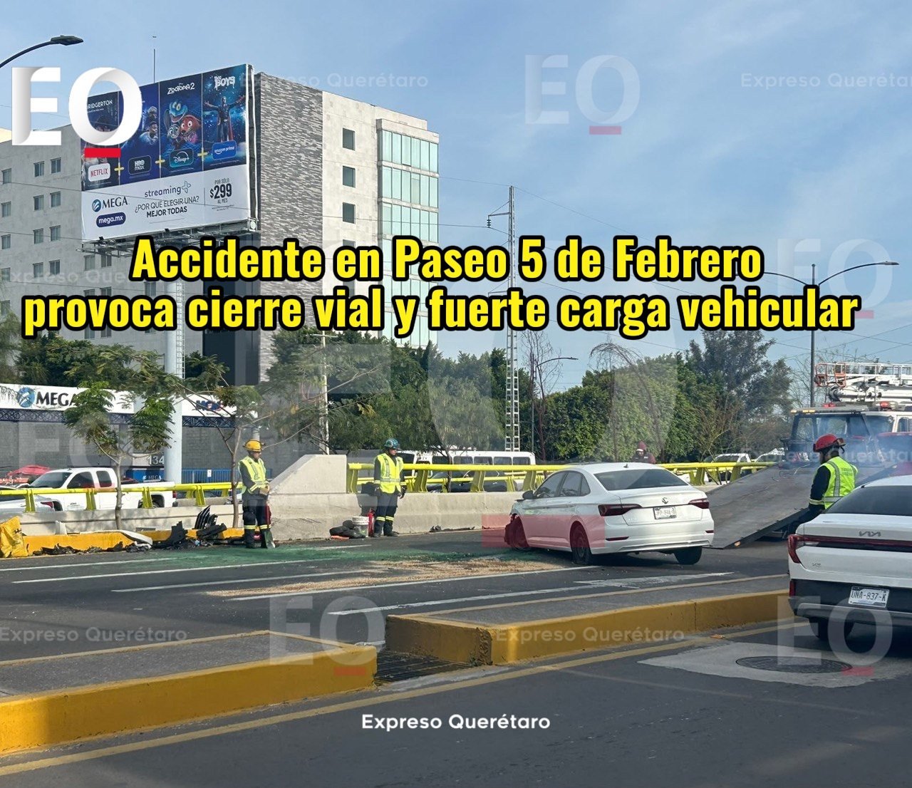 Accidente en Paseo 5 de Febrero provoca cierre vial y fuerte carga vehicular&nbsp;