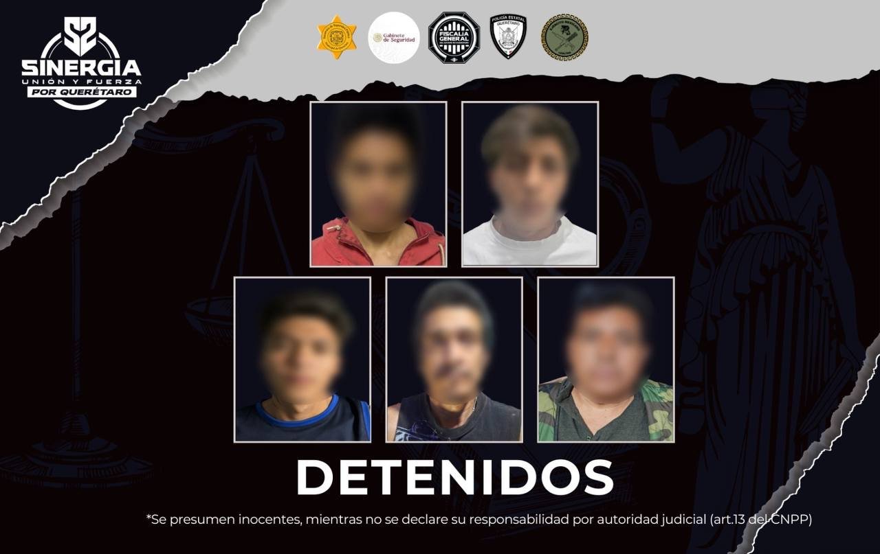 Nueve cateos simultáneos dejan cinco detenidos en Querétaro; uno era buscado por homicidio en Hidalgo