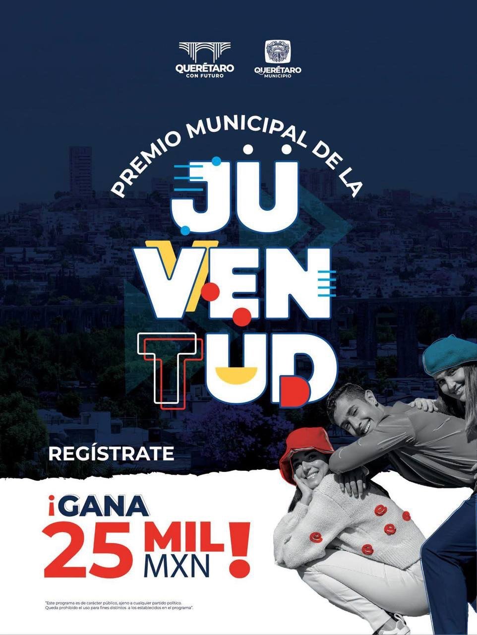 Municipio de Querétaro premiará con 25 mil pesos a jóvenes destacados; abren convocatoria