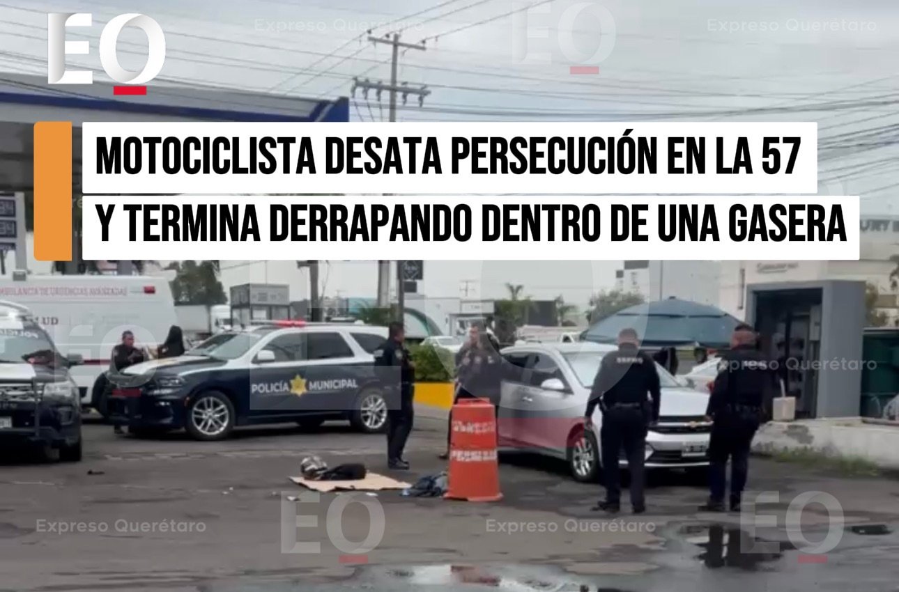 Motociclista desata persecución en la 57 y termina derrapando dentro de una gasera