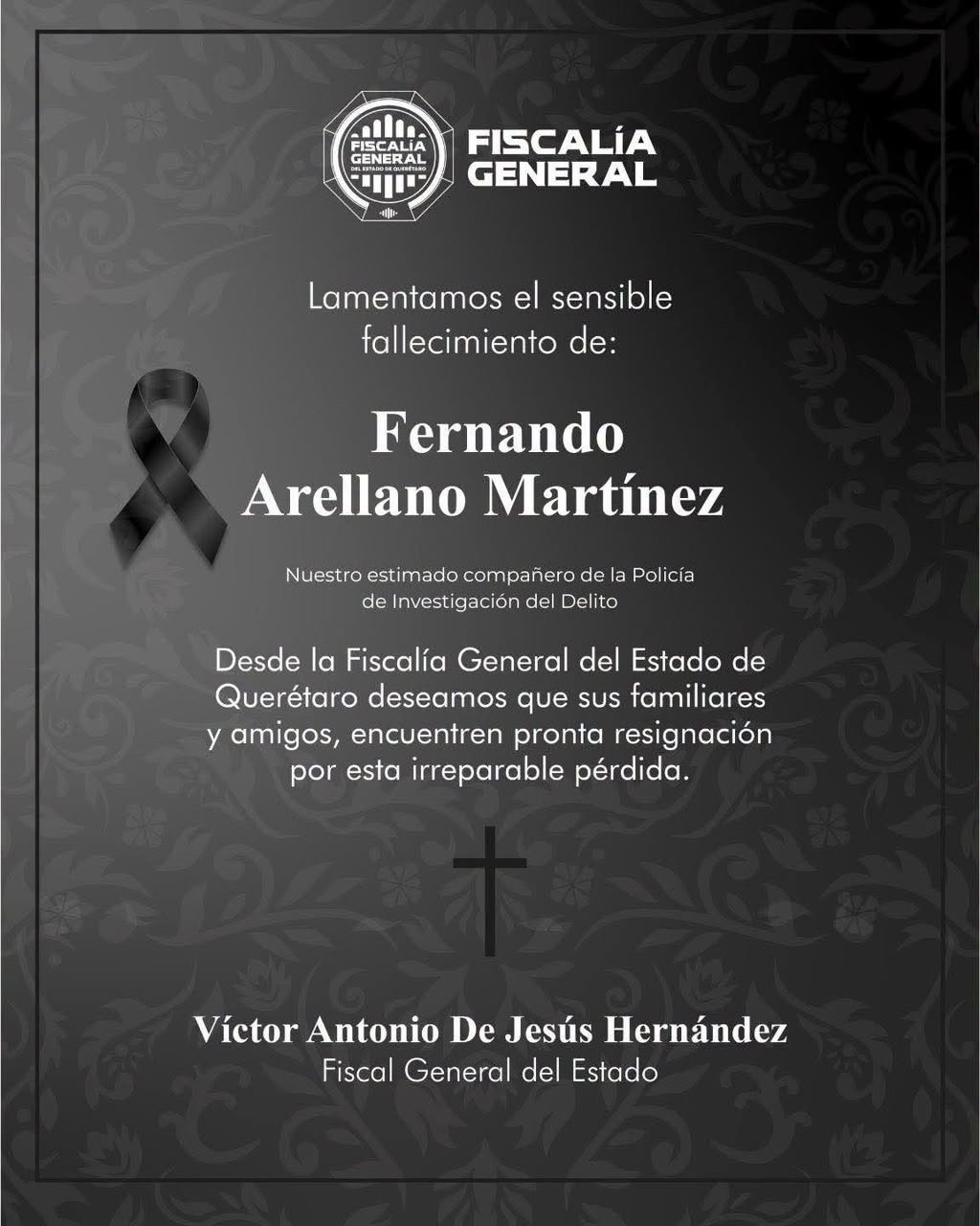 Luto en la Fiscalía de Querétaro: muere elemento de la Policía de Investigación tras accidente en su casa
