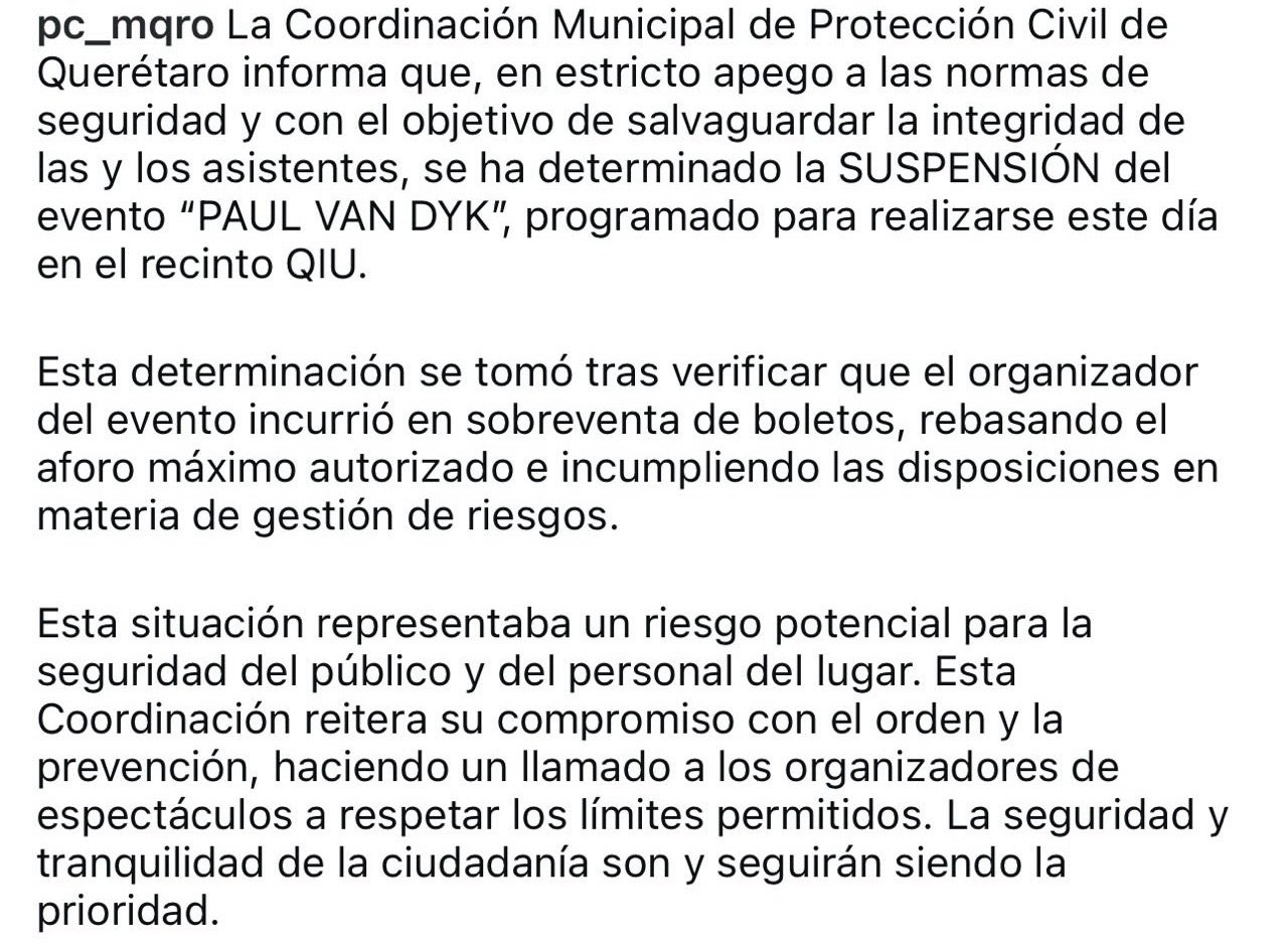 Que siempre no!! Suspenden evento de Paul Van Dyke en Querétaro