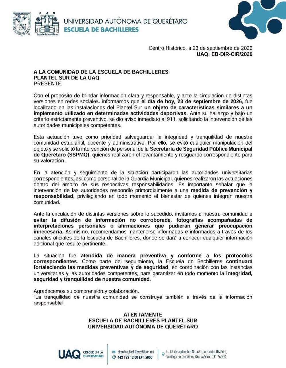 Desmienten arma en aulas de la UAQ, se trataba de una pistola de gotcha