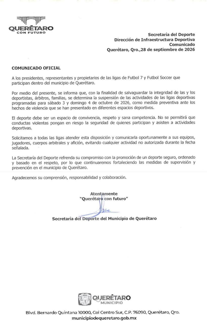 Luego de golpizas a árbitros, suspenden ligas de fútbol amateur en Querétaro este fin de semana