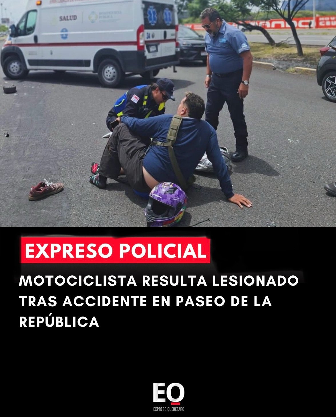 Motociclista resulta lesionado tras accidente en Paseo de la República