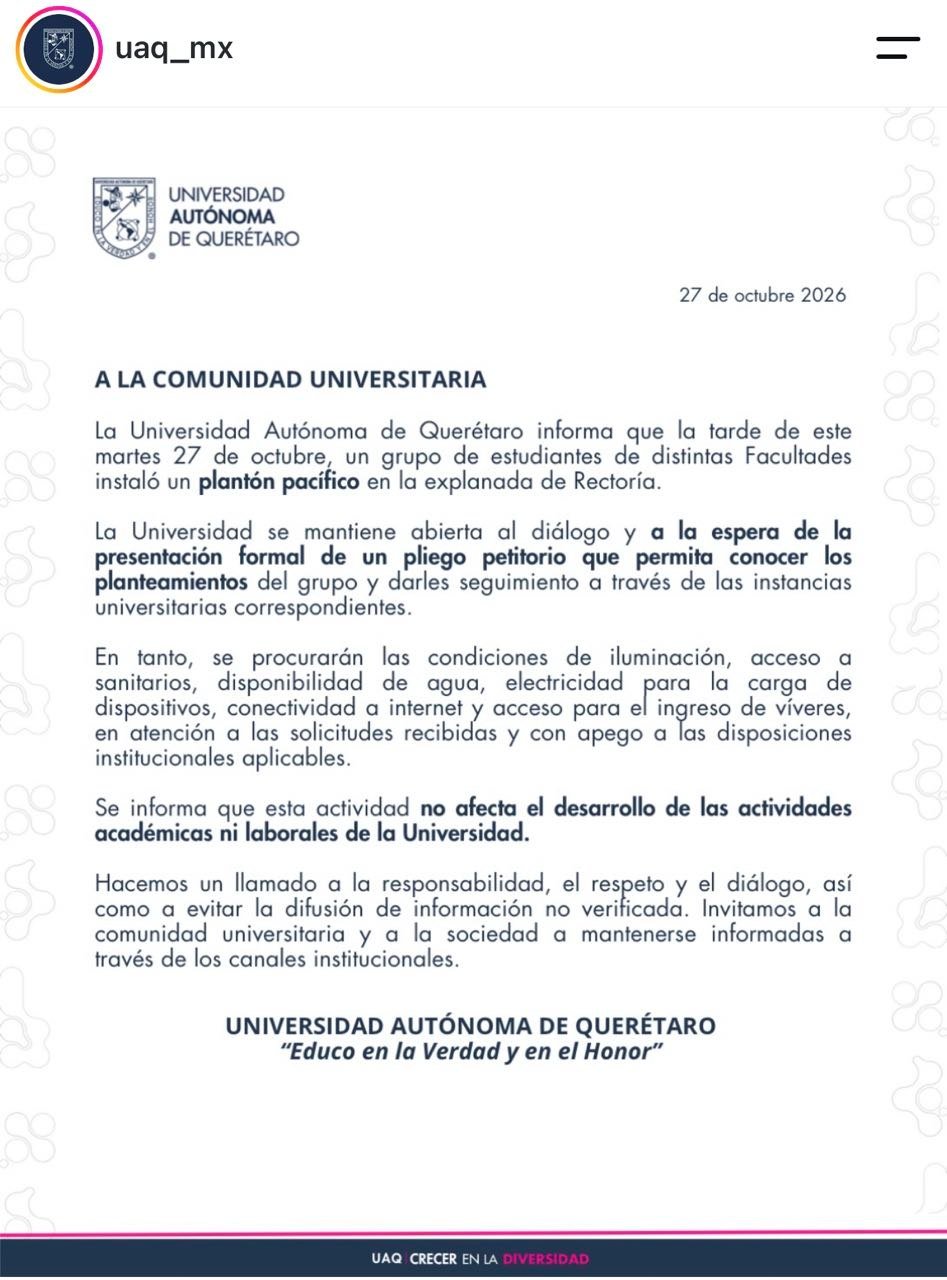 Estudiantes inconformes no han entregado pliego petitorio a las autoridades de la UAQ 