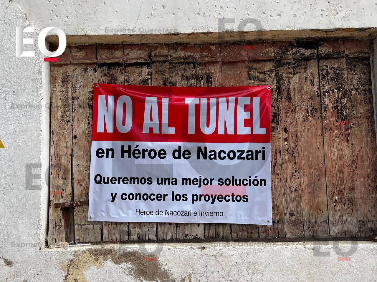 “No al túnel”: aparecen lonas vecinales contra el paso subterráneo del tren México–Querétaro