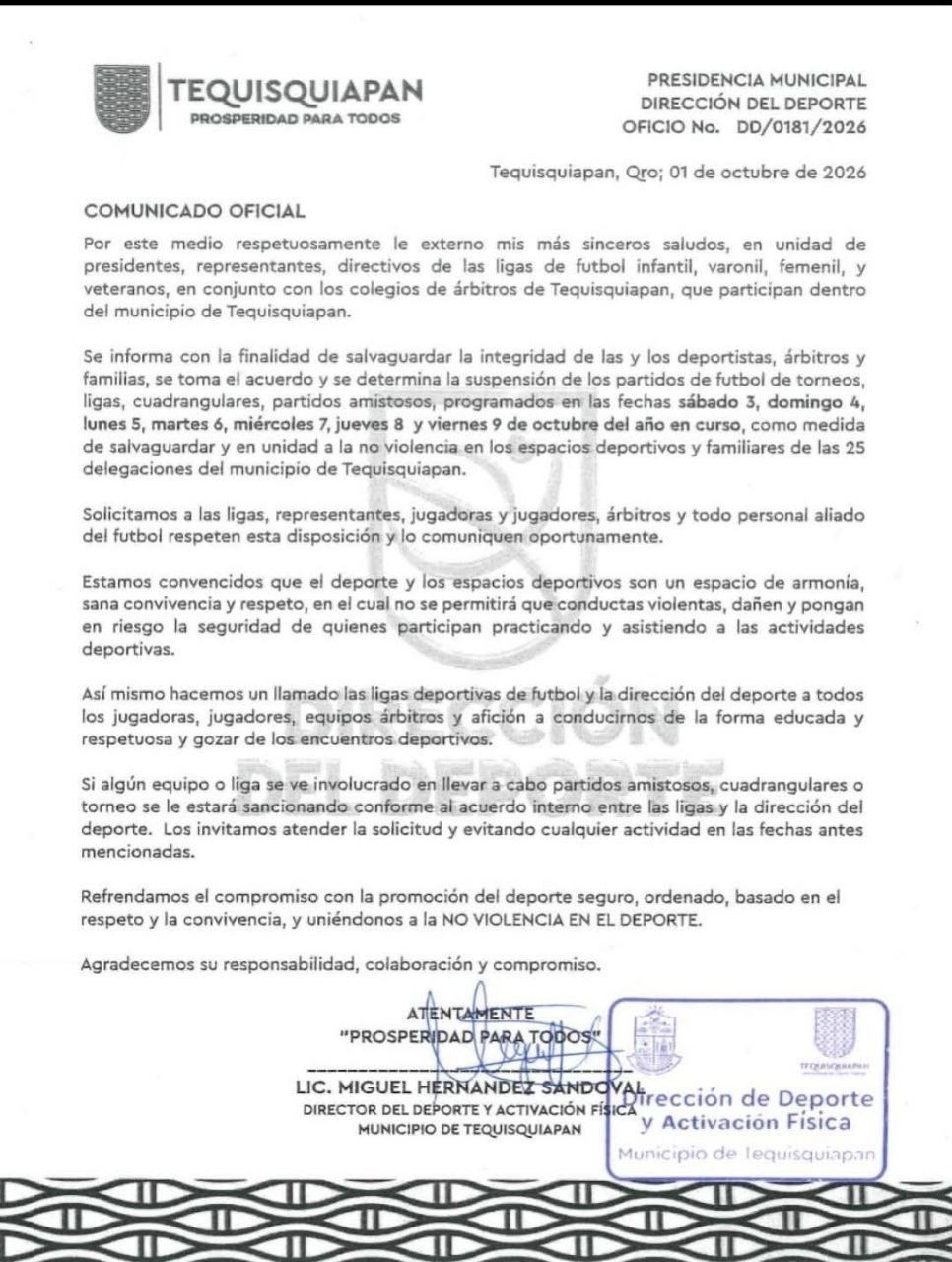 Tequisquiapan también se suma. Suspenden futbol llanero para frenar la violencia en las canchas